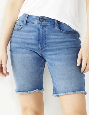 Mujer NINE WEST Adelgazante Med. Bermudas cortas de tiro medio con dobladillo deshilachado lavado talla 4 nuevas con etiquetas Foto 1 de 4