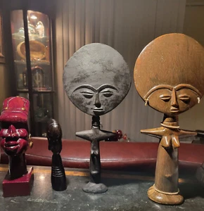 4 Vintage authentische afrikanische Statuen 8 6 1/2 13 14 Zoll - Bild 1 von 5