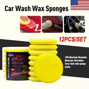 12PCS Car Waxing Polish Foam Sponge Wax Applicator Cleaning Detailing Pads Tool - Picture 1 of 9