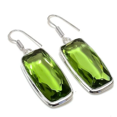 Gioiello In Peridoto Topazio 925 Argento Sterling Orecchino Fatto A Mano S-42 - Immagine 1 di 4