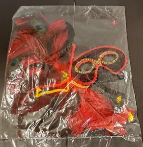NEW Red Feather Masquerade Ball Mask Mardi Gras Mask - Picture 1 of 5