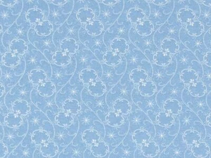 Reproduction Calico Light Blue Cotton Sewing Fabric Flower Swirl Sunburst Design - Picture 1 of 1