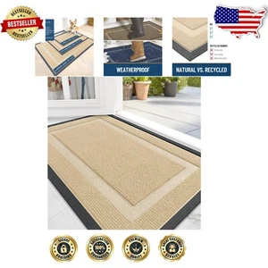Geometric Low Pile Doormat - Easy Clean Waterproof Mat for Indoors & Outdoors - Picture 1 of 9