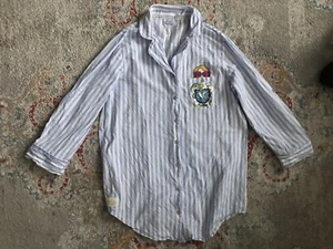 Women’s Harry Potter Night Gown Pyjamas Shirt Size L Stripes Blue By L. Lovegood - Picture 1 of 6
