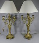 Paire De Lampes Chandeliers Style Louis XVI En Bronze Doré époque Napoléon III 