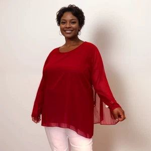 ROCKTHOSECURVES WOMENS BLOUSE TOP LONGER LENGTH TOP FLUTED SLEEVE PLUS SIZES - Picture 1 of 70
