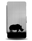 Rhino Silhouette Flip Cover Wallet Phone Case Rhinos Silver Coloured Grey i161