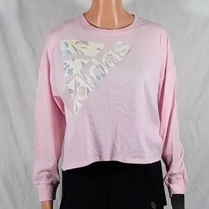 NWT ADIDAS GIRL'S CLEAR PINK SHIRTS LONG SLEEVE TEE SIZE S - Picture 1 of 4