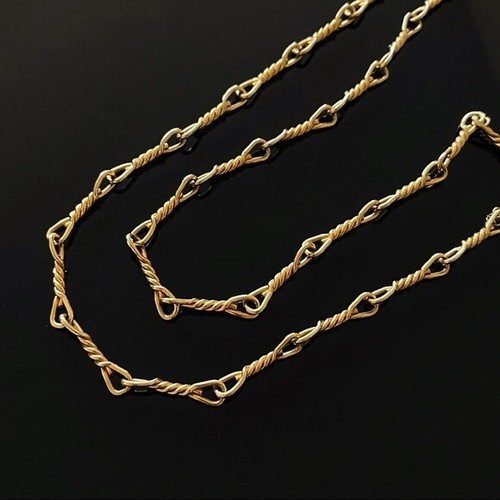 Collana Filo Vintage CHRISTIAN DIOR Tono Oro Maglia Torta 35 pollici Autentica!