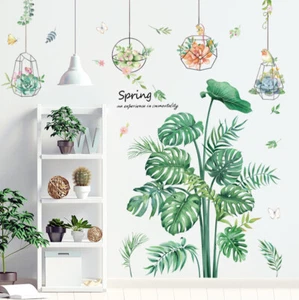Hanging Plants Wall Decal Tropical Leaves Wall Sticker Removable Wall Decal - Picture 1 of 6