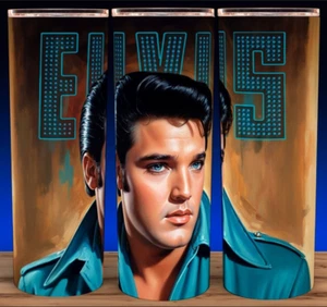 Elvis Presley King of Rock Blue Shirt Cup Mug Tumbler 20oz - Picture 1 of 3