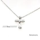 TIFFANY&CO. Necklace Pendant Choker AUTH 5P Diamond Pt950 Cross Box 41.5cm F/S