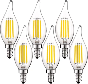 Vintage Candelabra LED Bulb 60W Equivalent, 550 Lumens, 3500K Natural White, LED - Picture 1 of 7