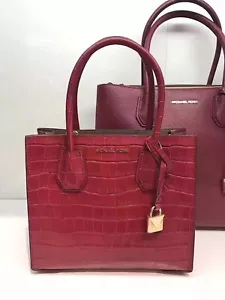 MICHAEL KORS Medium Mercer Messenger Embossed leather bag Mulberry - Picture 1 of 16