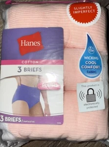 Hanes ~ Women's Brief Underwear Panties 3-Pair Cotton Blend Ribbed Pink ~ 10/3XL - Picture 1 of 3