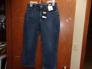 NEW lee LADY'S BLUE DENIM MIDRISE CAPRI w/ BELT LOOP WAIST - Picture 1 of 4