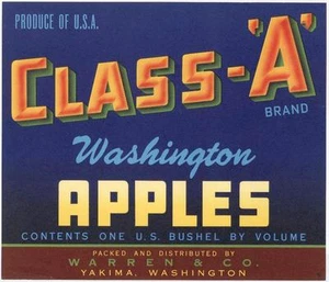 *Original* CLASS-A BLUE Yakima Washington Apple Crate Label NOT A COPY!! - Picture 1 of 1
