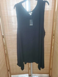 Avenue Womens Plus Size 30 32 Black Swing Tank Top V Neck Sleeveless - Picture 1 of 12