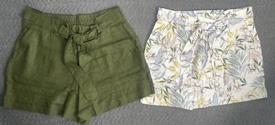 Dalia Damas Lote de 2 Corbatas Delanteras Mezcla Lino Verde y Blanco L o XL NUEVAS CON ETIQUETAS Foto 1 de 4