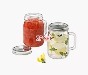 Glasslock 2Pcs Mug Tea Cup Tumbler Set with Lid - Picture 1 of 7