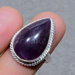 African Amethyst Pear Shape Gemstone Handmade Ethnic Jewelry Ring 8.50" SR 984 - Picture 1 of 7