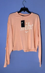 RARE!! NIKE Womens Cropped Crew Top Pink White CI0106 697 - Plus Size 2X - Picture 1 of 3