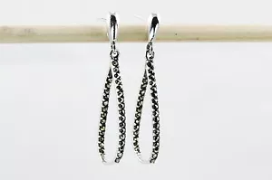 Pendientes genuinos de plata esterlina 925 Marcasita Colgante Marco de Lágrima - Imagen 1 de 5