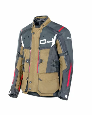 OJ ATMOSFERE METROPOLITANE Giacca Moto In Tessuto ESCAPER J GREEN/BLACK/RED J3168 Oj Atmosfere Metropoli...