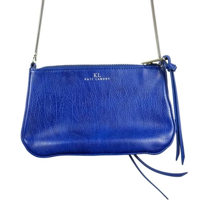 Bolso Bandolera Kate Landry Azul Cobalto Sin Cuero Largo Fino Cadena Plateada Foto 1 de 4