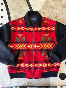 Vintage Pendleton Indian Navajo Print Wool blend Bomber Style Jacket Men's L - Picture 1 of 7