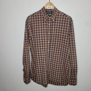 Gitman Bros Herren Button Down Hemd Größe Large orange kariert weiß Vintage USA lesen - Bild 1 von 9