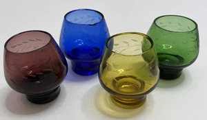 4 Vintage 60er Jahre mehrfarbige geätzte Cordial Gläser 2" Miniatur - sehr guter Zustand (lesen) - Bild 1 von 4