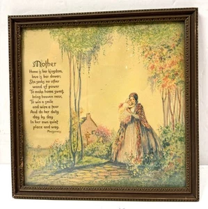 Vintage Art Deco Small Framed Poem Mother By Montgomery 1930s Artist Marygold - Picture 1 of 7