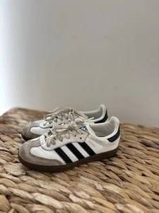Adidas Originals Samba OG Kinder Turnschuhe Weiß Kern Schwarz Gummi Schuhe Größe 9,5K EU 27 - Bild 1 von 4
