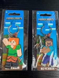 Minecraft Schlüsselanhänger Konvolut STEVE + ALEX - 2D Gummi Keychain Gamer Party Tasche Geschenk - Bild 1 von 2