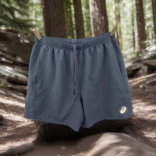 ASICS pantaloncino uomo taglia 26 nero fodera a compressione elastico cravatta 2 tasche