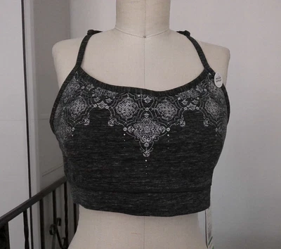 NUEVO CON ETIQUETAS Gaiam Gris Negro Brezo Tap Zapato Prisma Acolchado Sujetador Top Gráfico Metálico XL Foto 1 de 4