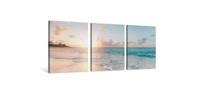 Goldfoilart пляж настенное искусство закат холст 12 «x 16» x 3шт - Изображение 1 из 2
