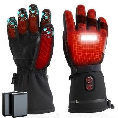 Guantes térmicos para hombre mujer, guante calentador de manos recargable con luz, 6000 mAh, f Foto 1 de 4