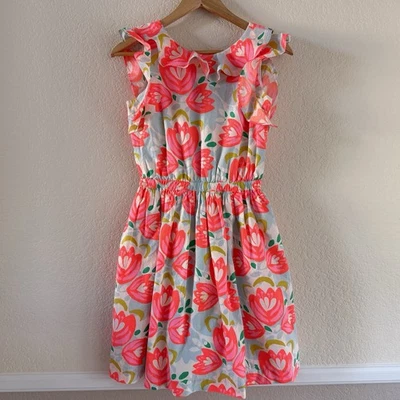 Crewcuts J Crew Ruffle Dress Girls 14 Cactus Floral V Back Sleeveless - Image 1 of 4