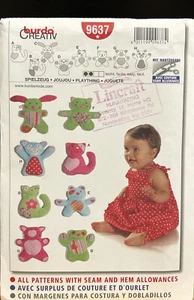 BURDA #9637 Sewing PATTERN PLAYTHING TOY Simple, Easy NEW-UNCUT-Cat-Dog-Pig-Bear - Picture 1 of 2