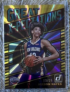 2019 DONRUSS GREAT X-PECTATIONS LASER GIALLO /25 JAXSON HAYES RC - Foto 1 di 2