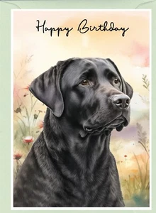 Labrador Dog (Black) (4"x 6") Birthday Card - blank inside - Starprint - Picture 1 of 1