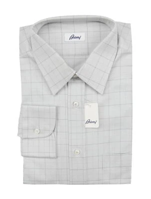 Brioni Light Gray Window Pane Cotton Shirt - Slim - 16/41 - (BR8112211) - Image 1 of 4