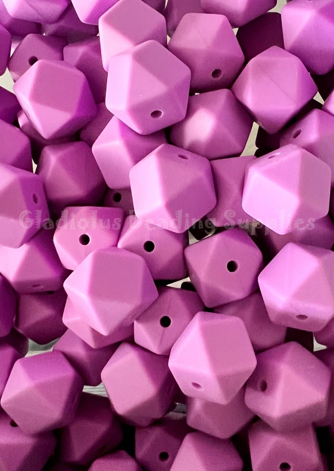 25 cuentas de silicona hexagonales púrpuras de 14 mm, cuentas sueltas, #3 Foto 1 de 1