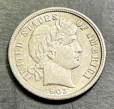 1903-P Barber Liberty Dime HIGH GRADE silver great Philadelphia date coin f771 - Image 1 of 2