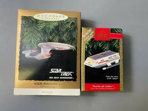 2 Hallmark Keepsake Ornaments Shuttlecraft Galileo and USS Enterprise - Picture 1 of 6
