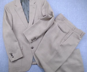 Vintage Austin Reed Suit 42R Brown Tweed Blazer & Pants Set Tan VTG - Picture 1 of 23