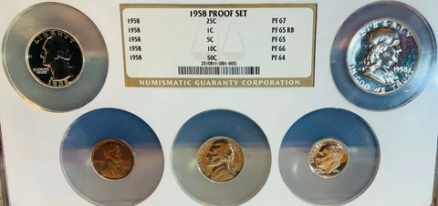 1958 Proof Set All Coins Graded NGC Proof In Multi Slab Holder Cover