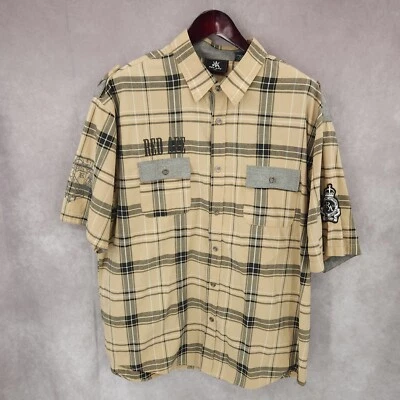 Red Ape Shirt Mens 2XL Khaki Plaid Button Up Cotton Blend Casual Epaulettes - Image 1 of 4